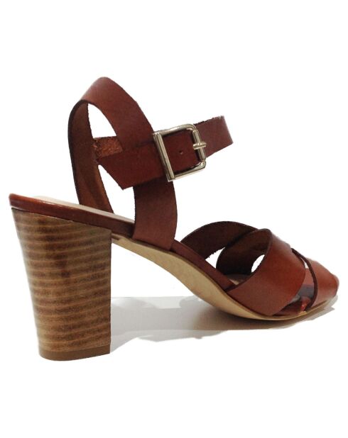 Sandalias Eve Brown de piel - Tacón 7 cm