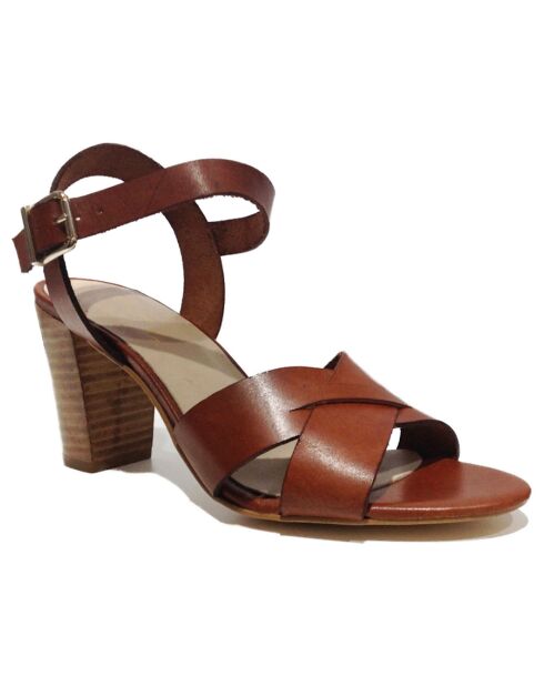 Sandalias Eve Brown de piel - Tacón 7 cm