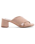 Mules Dua de piel aterciopelada beige - tacón de 5 cm
