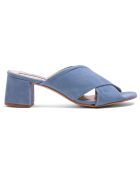Mules en Velours de Cuir Dua bleues - Talon 5 cm