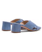 Mules en Velours de Cuir Dua bleues - Talon 5 cm