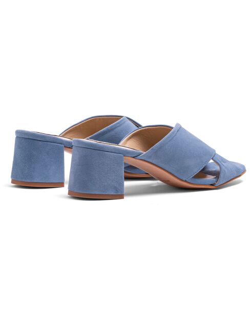 Mules Dua aus blauem Samt aus Veloursleder - 5 cm Absatz