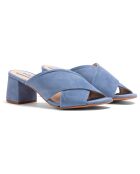 Mules en Velours de Cuir Dua bleues - Talon 5 cm