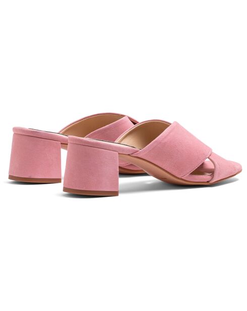 Mules Dua in pelle di velluto rosa - tacco 5 cm