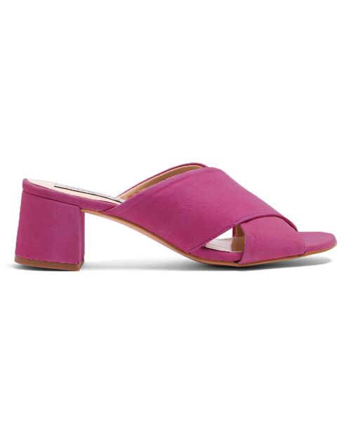 Dua Pantolette aus Samt in Fuchsia - 5 cm Absatz