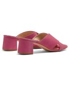 Twee leren muiltjes in fuchsia fluweel - hak van 5 cm