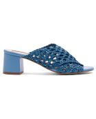Mules Katy in pelle blu - tacco 5 cm