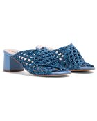 Mules Katy in pelle blu - tacco 5 cm