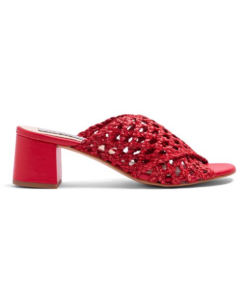 Mules Katy de piel roja - tacón de 5 cm