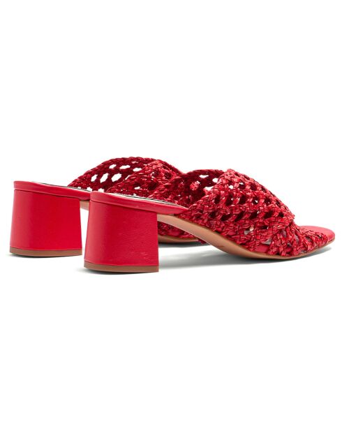 Mules Katy de piel roja - tacón de 5 cm