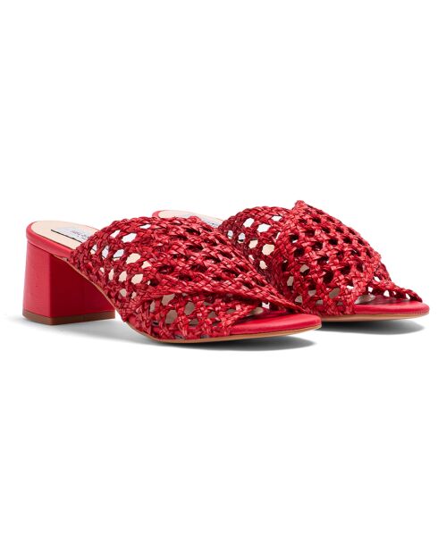 Mules Katy de piel roja - tacón de 5 cm
