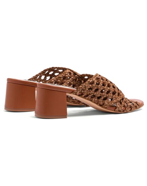 Mules Katy de piel marrón - tacón de 5 cm