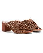 Mules Katy de piel marrón - tacón de 5 cm