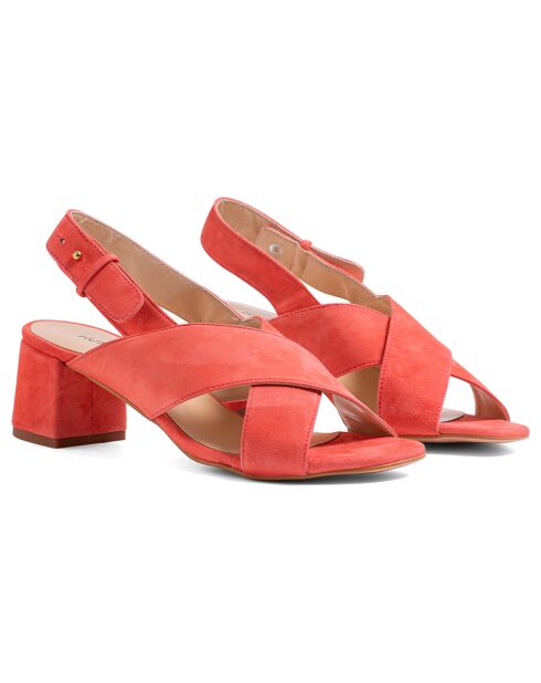 Sandali Clara in pelle color salmone - tacco 5,5 cm