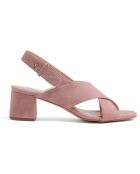 Sandales en Velours de Cuir Clara rose poudré  - Talon 5.5 cm