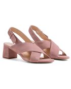Sandales en Velours de Cuir Clara rose poudré  - Talon 5.5 cm