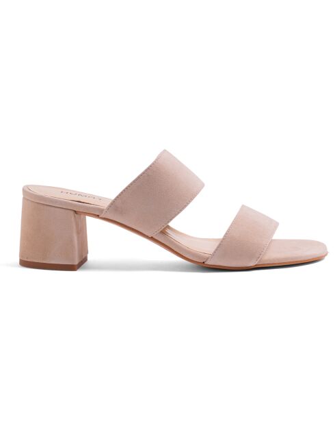Jeanne nude-fluwelen leren muiltjes met hak van 5,5 cm