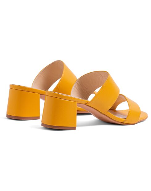 Gelbe Jeanne Lederpantolette mit 5,5 cm Absatz