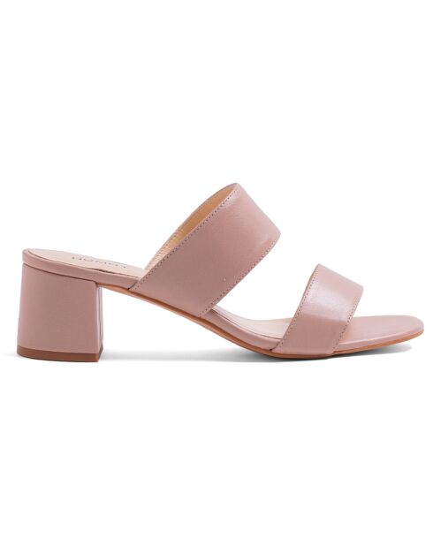 Mules en Cuir Jeanne nude - Talon 5.5 cm