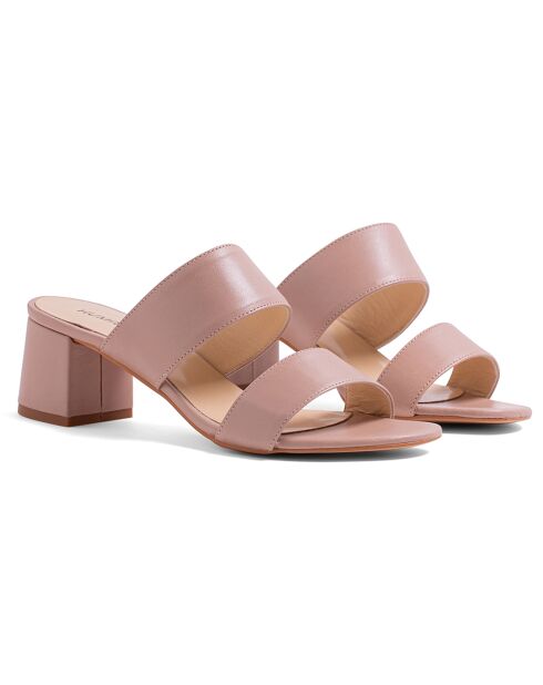 Mules en Cuir Jeanne nude - Talon 5.5 cm