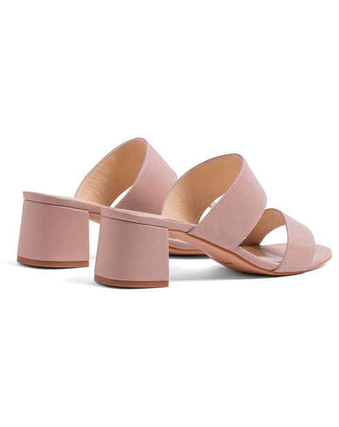 Mules en Cuir Jeanne nude - Talon 5.5 cm