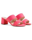 Pantolette Jeanne aus fuchsiafarbenem Samt aus Leder - 5,5 cm Absatz