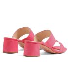 Pantolette Jeanne aus fuchsiafarbenem Samt aus Leder - 5,5 cm Absatz