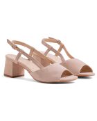 Beigefarbene Ledersandalen Lina aus Samt — 5,5 cm Absatz