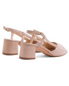 Beigefarbene Ledersandalen Lina aus Samt — 5,5 cm Absatz