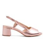 Rosafarbene Ledersandalen Lina in Metallic-Optik - 5,5 cm Absatz