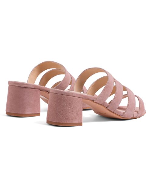 Manon nude-fluwelen leren muiltjes met hak van 5,5 cm