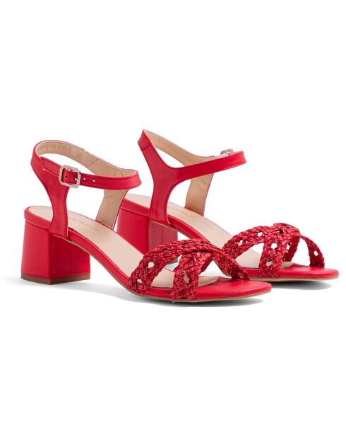 Sandales en Cuir Ella rouges - Talon 5.5 cm
