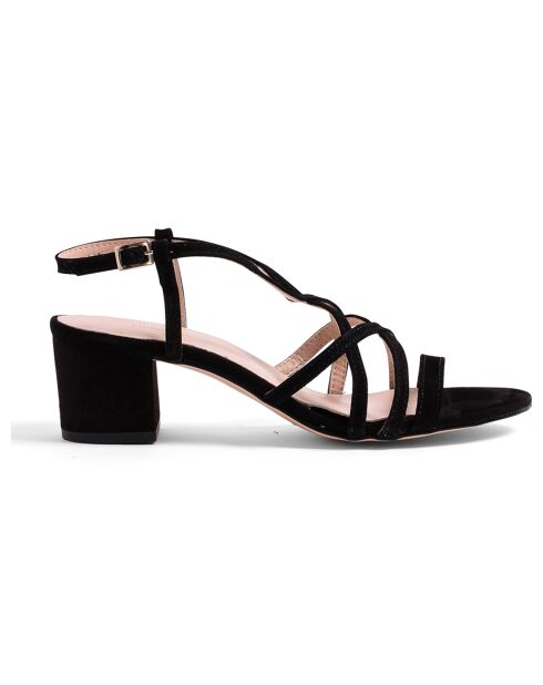 Sandales en Velours de Cuir Sia noires - Talon 5 cm