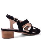 Paula zwarte fluwelen leren sandalen - hak van 3,5 cm