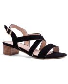 Paula zwarte fluwelen leren sandalen - hak van 3,5 cm