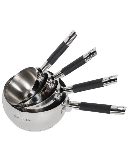 4 Casseroles induction argentées - D.14/16/18/20 cm