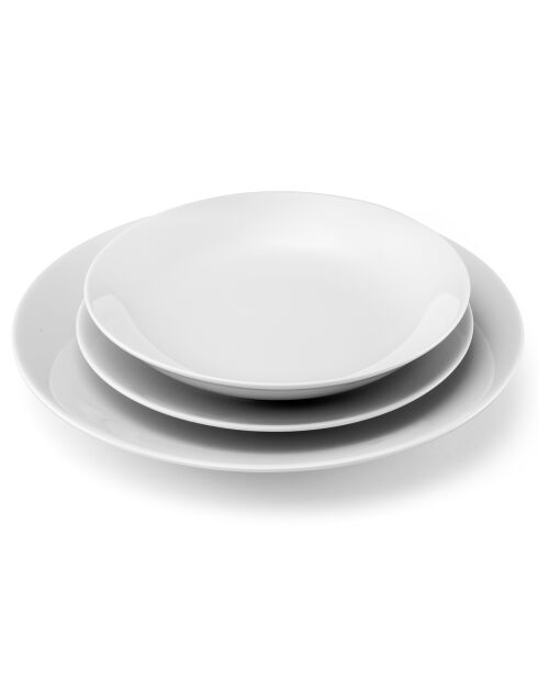 6 Assiettes creuses en Porcelaine Hermine blanches - D.20 cm