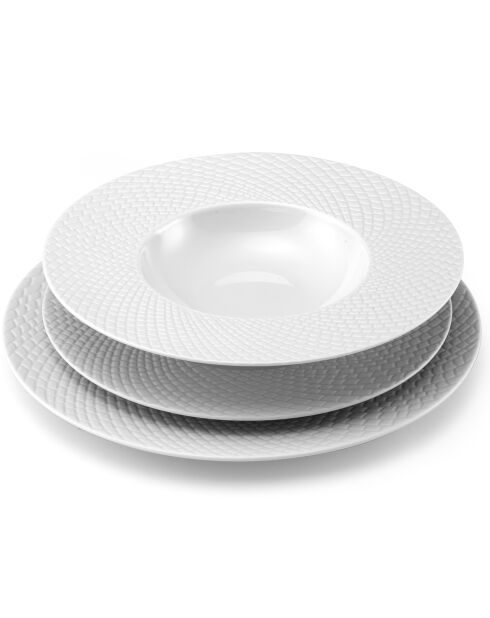 6 Assiettes plates en Porcelaine Sherane blanches - D.27 cm