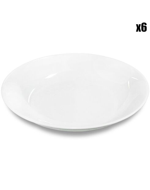 6 Assiettes creuses en Porcelaine Hermine blanches - D.20 cm