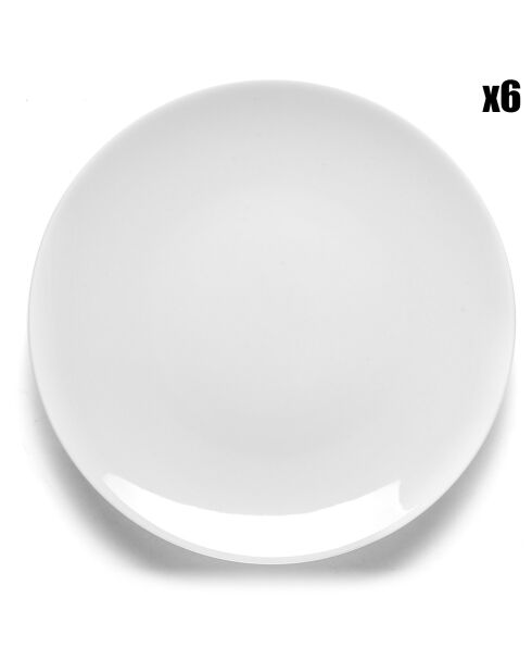 6 Assiettes à dessert en Porcelaine Hermine blanches - D.21 cm