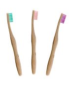 3 cepillos de dientes de bambú multicolores