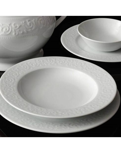 Set de vajilla de porcelana blanca - 24 piezas