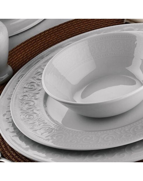 Set de vajilla de porcelana blanca - 24 piezas