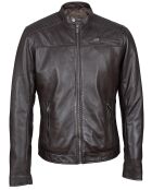 Bruine leren jas Basile