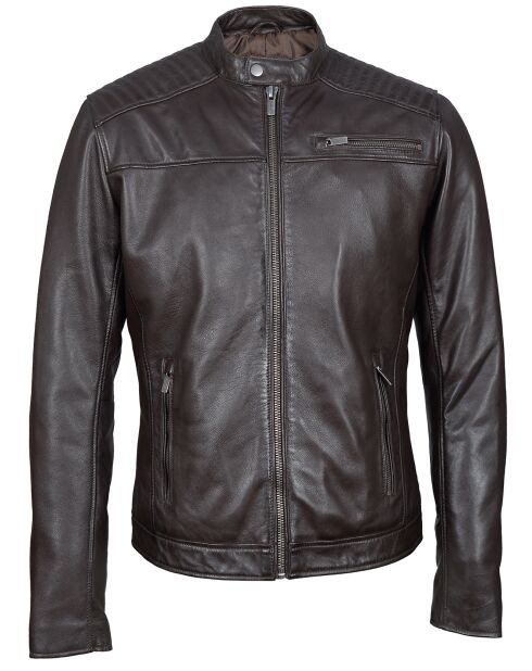 Bruine leren jas Basile