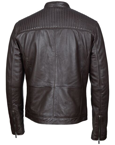 Bruine leren jas Basile