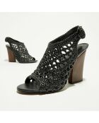 Sandales Mapia en Cuir & Textile mélangé  noires - Talon 11 cm