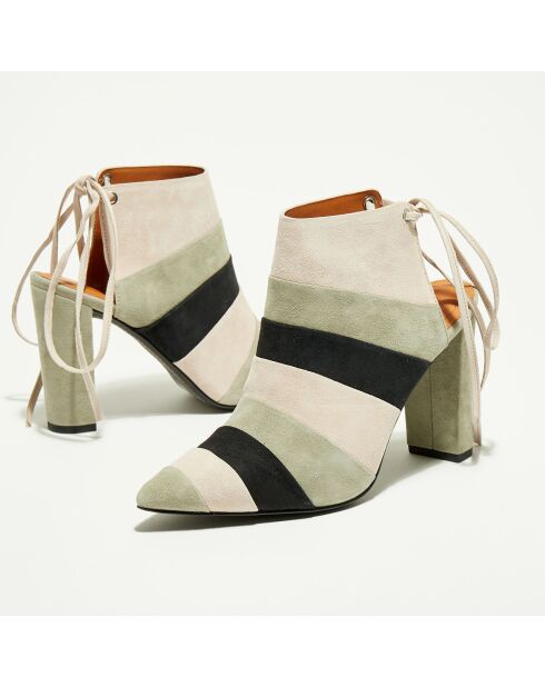 Sandalias Pacey de piel de terciopelo verde pálido, tacón de 10,5 cm