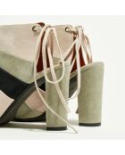 Sandales en Velours de Cuir Pacey vert pâle - Talon 10.5 cm