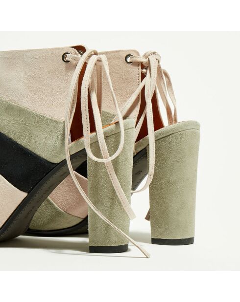 Sandalias Pacey de piel de terciopelo verde pálido, tacón de 10,5 cm